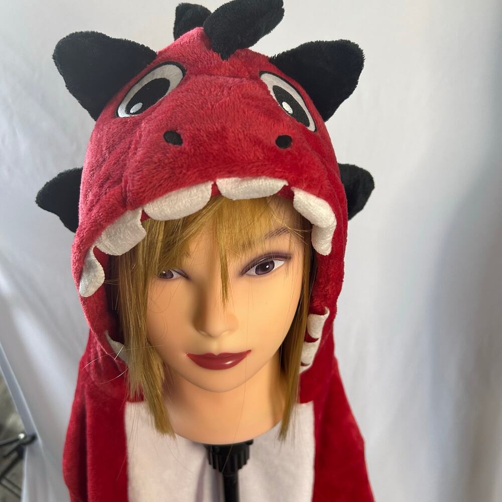 Dliufun Red Dragon Dinosaur Animal One piece Costume Kids Size 120 Plush Pajamas